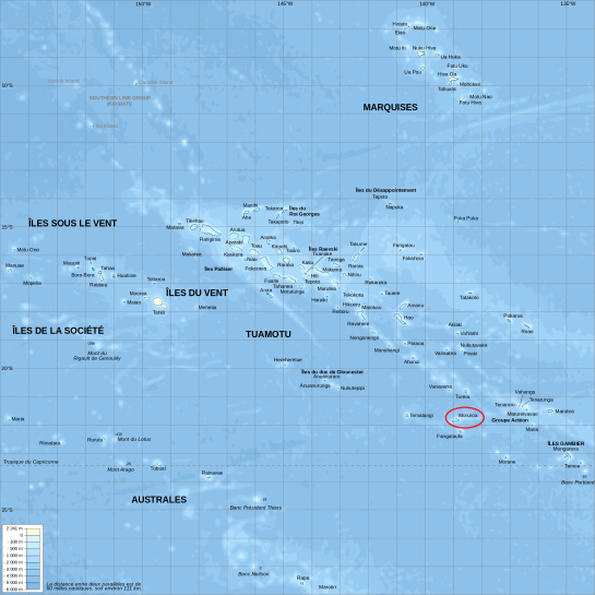 Ubicación del Atolón de Mururoa en la Polinesia Francesa (Fuente)